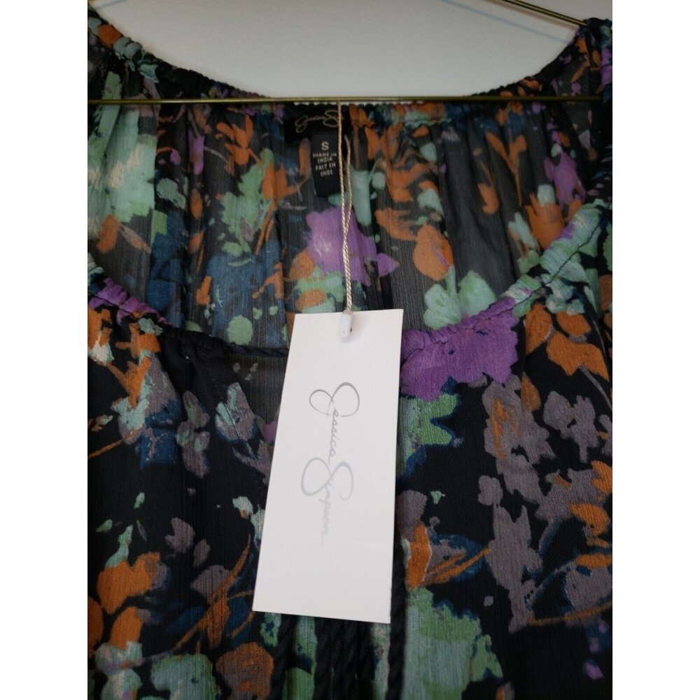 Jessica Simpson Women Sz S Dress Long Sleeve Floral Multicolor Scoop Knee Length - Picture 4 of 7